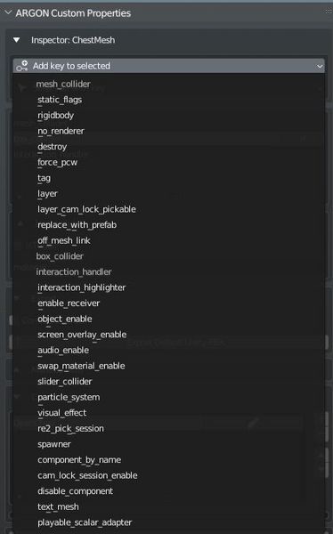 Argon: Blender add-on drop-down