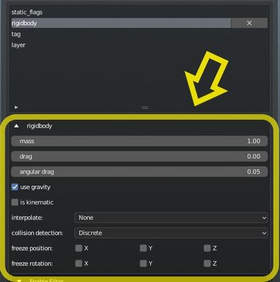 Argon: edit rigidbody properties in Blender